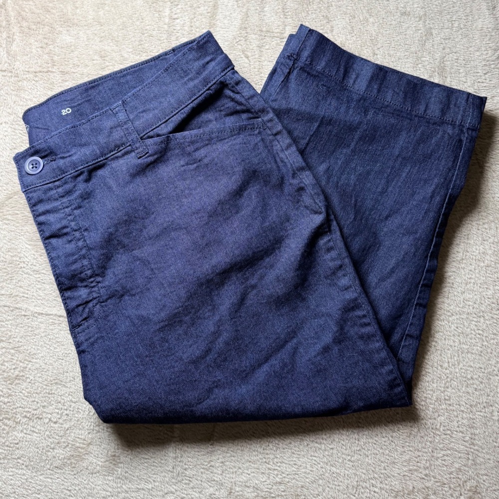 St. John's Bay Women Indigo Blue‎ Capri Cropped Pants Size 20 Butter Mom 90s